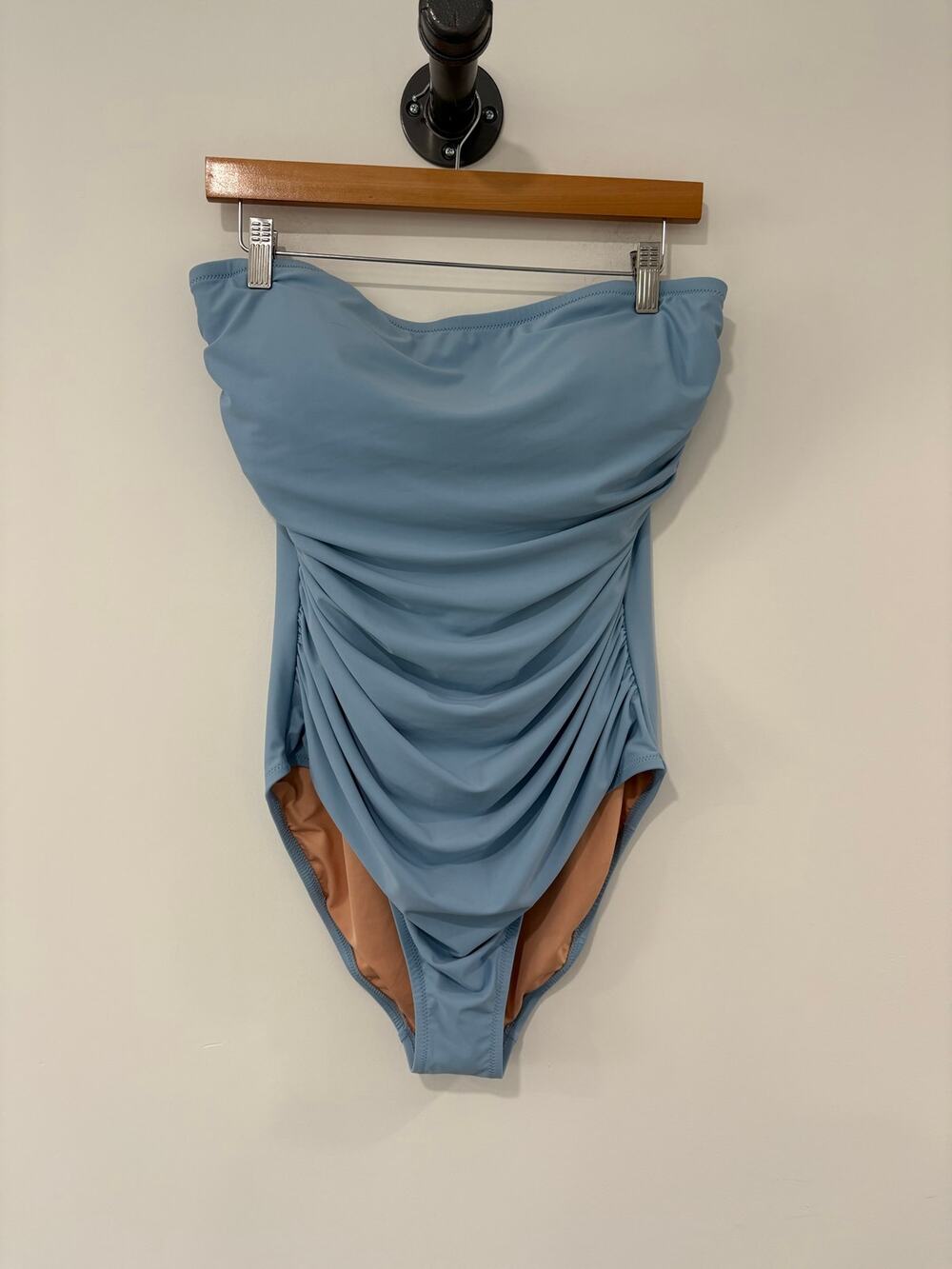 NWT J. Crew Strapless One Piece Bathing Suit Light Blue Size 14